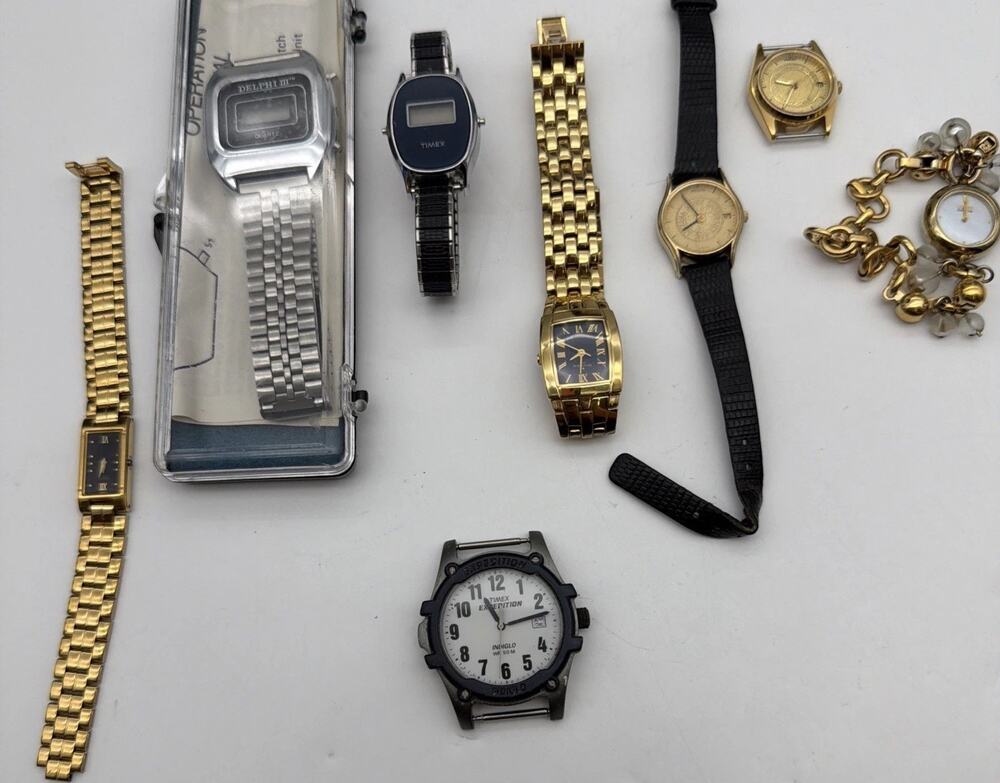 Seiko Citizen Eco Drive Timex Nivada Delphi FOR PARTS OR REPAIR Watch Lot